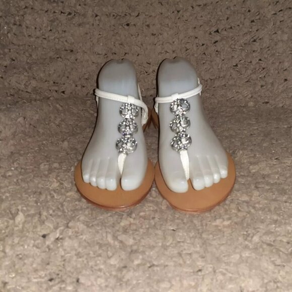 ASH-Marcel-Crystal Silver Skulls-White Leather Ankle Strap Flat Sandal-Sz36-NWOB - Picture 3 of 8